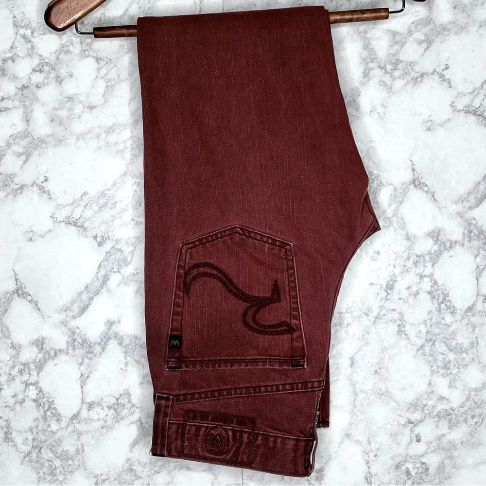 ⭐️ Rock & Republic Men’s Colburg Brick Red Straight Leg Y2K Jeans Size 30x32 - Picture 4 of 16